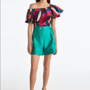 UTERQÜE Green embellished Bermuda shorts size S